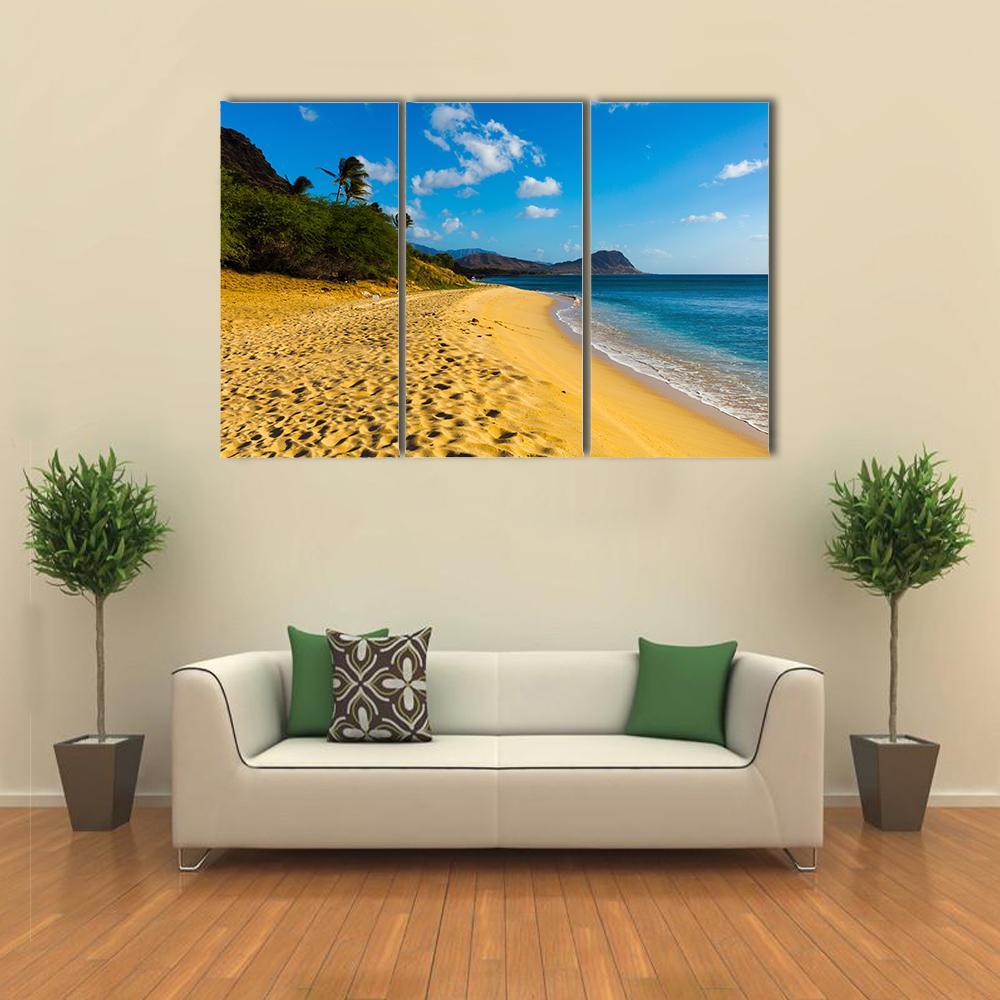 Brown Sand & Ocean Canvas Wall Art-3 Horizontal-Gallery Wrap-37" x 24"-Tiaracle