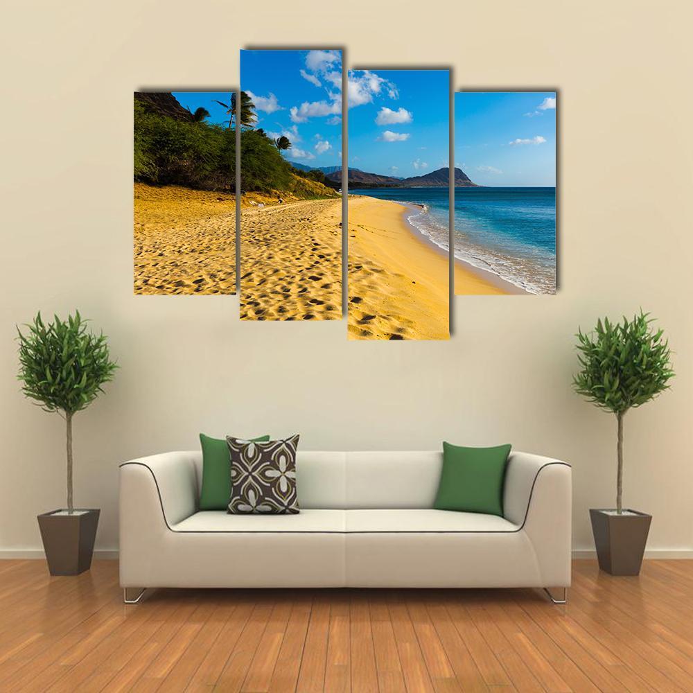 Brown Sand & Ocean Canvas Wall Art-4 Pop-Gallery Wrap-50" x 32"-Tiaracle