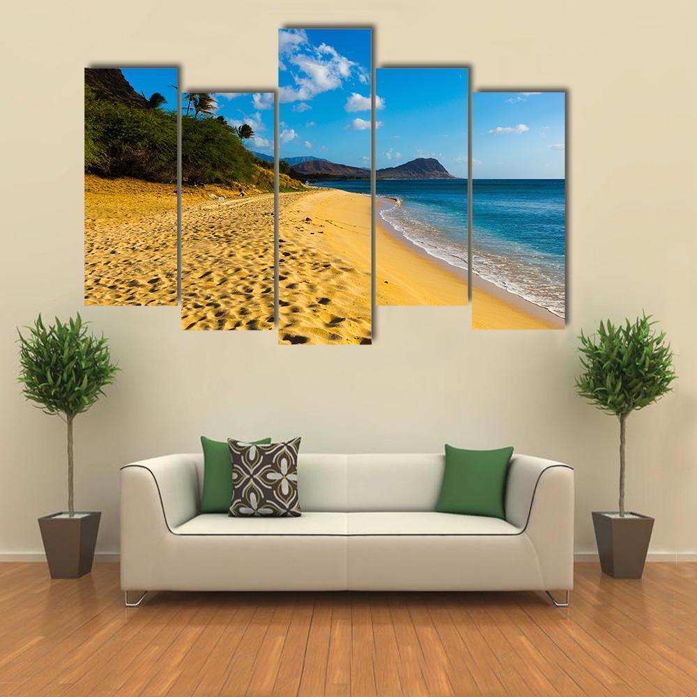 Brown Sand &amp; Ocean Canvas Wall Art-5 Pop-Gallery Wrap-47" x 32"-Tiaracle