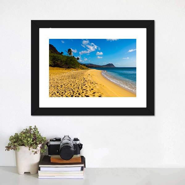 Brown Sand &amp; Ocean Canvas Wall Art-1 Piece-Framed Print-20" x 16"-Tiaracle