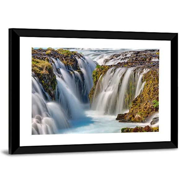 Bruarfoss Waterfall In Iceland Canvas Wall Art-5 Horizontal-Gallery Wrap-22" x 12"-Tiaracle