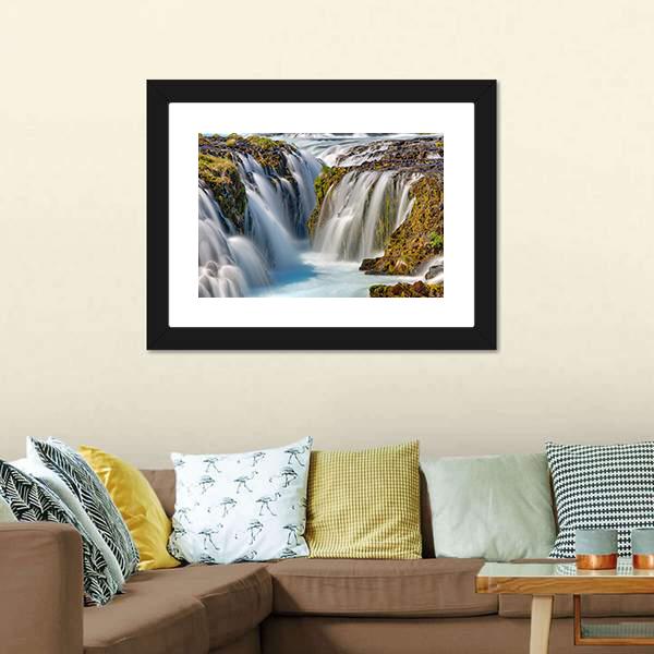 Bruarfoss Waterfall In Iceland Canvas Wall Art-5 Horizontal-Gallery Wrap-22" x 12"-Tiaracle