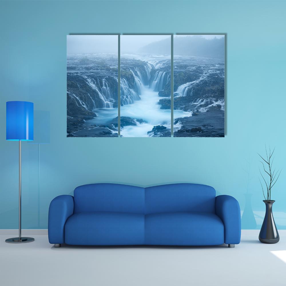 Bruarfoss Waterfall Canvas Wall Art-5 Pop-Gallery Wrap-47" x 32"-Tiaracle