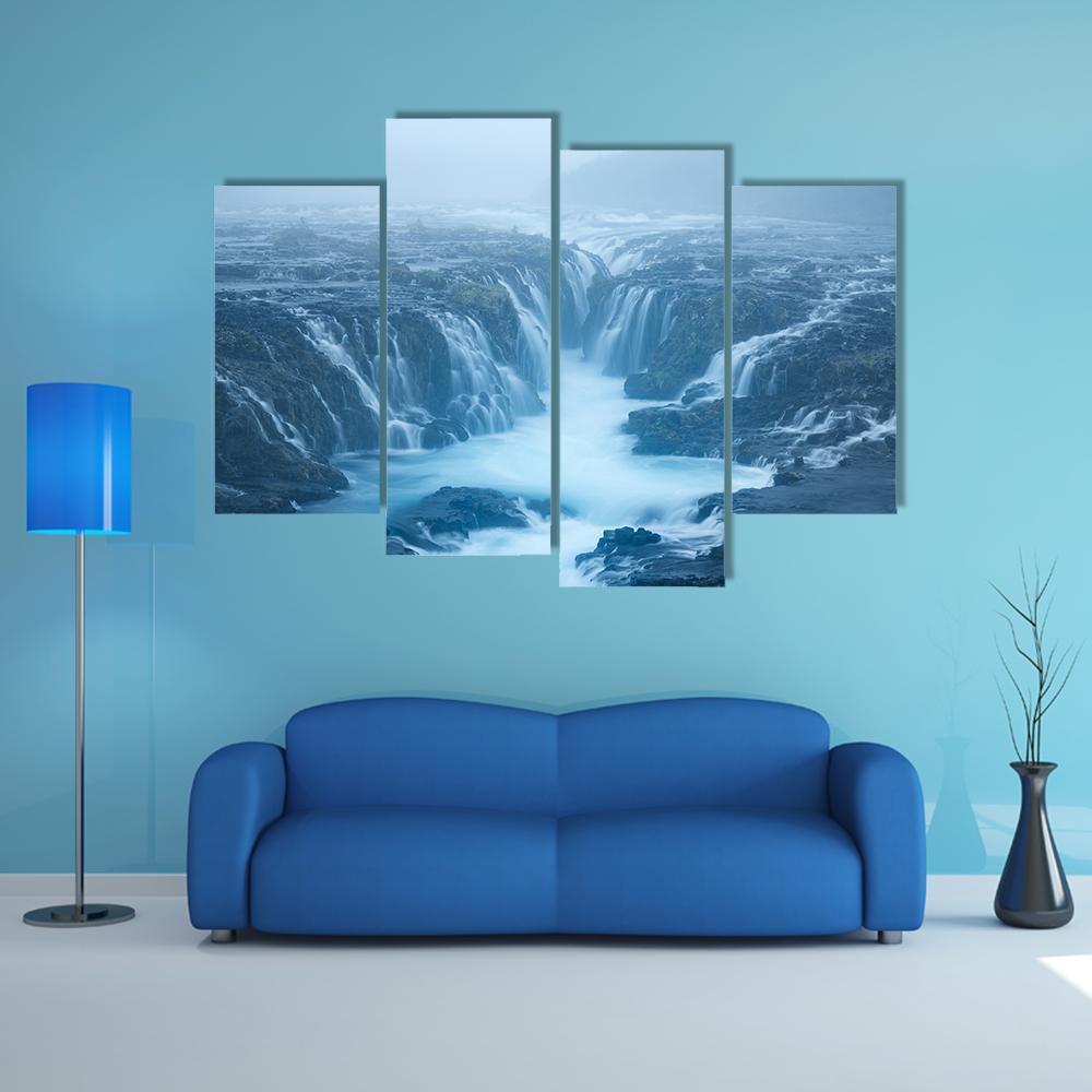 Bruarfoss Waterfall Canvas Wall Art-4 Pop-Gallery Wrap-50" x 32"-Tiaracle