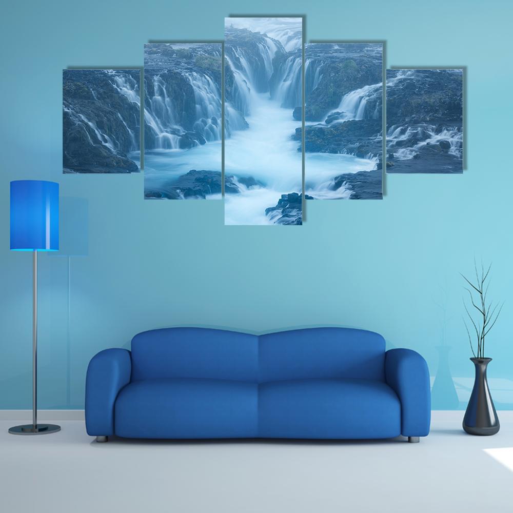 Bruarfoss Waterfall Canvas Wall Art-5 Star-Gallery Wrap-62" x 32"-Tiaracle