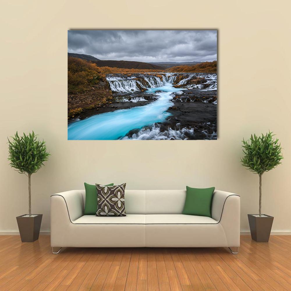 Bruarfossus Waterfall Canvas Wall Art-4 Horizontal-Gallery Wrap-34" x 24"-Tiaracle