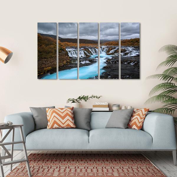 Bruarfossus Waterfall Canvas Wall Art-5 Horizontal-Gallery Wrap-22" x 12"-Tiaracle