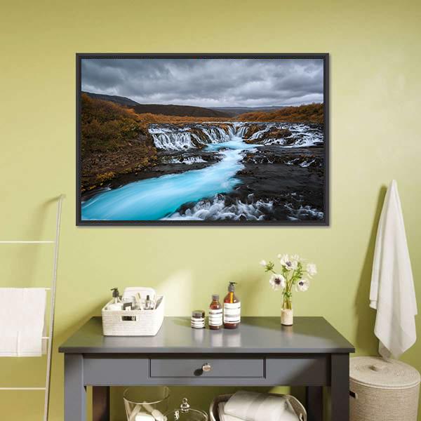Bruarfossus Waterfall Canvas Wall Art-3 Horizontal-Gallery Wrap-25" x 16"-Tiaracle