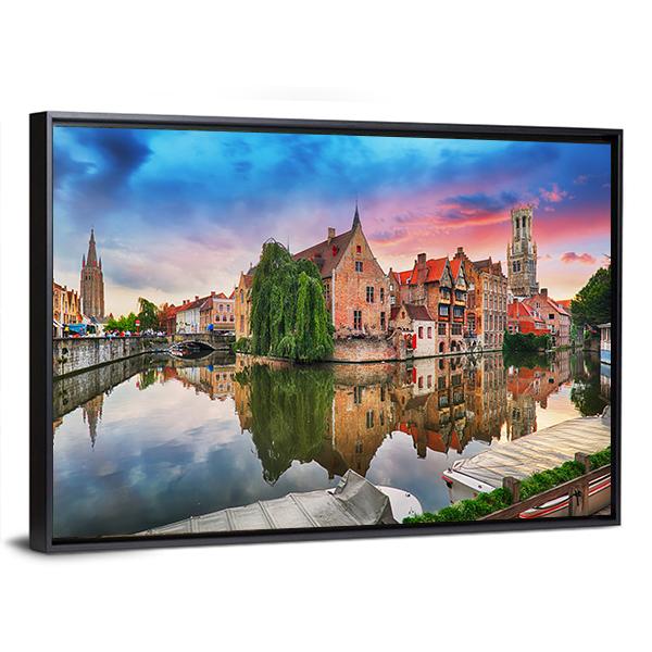 Bruges At Dramatic Canvas Wall Art-3 Horizontal-Gallery Wrap-25" x 16"-Tiaracle