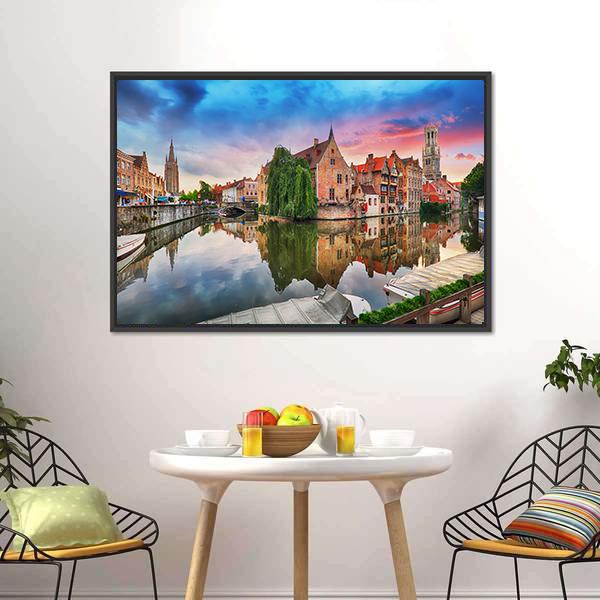 Bruges At Dramatic Canvas Wall Art-3 Horizontal-Gallery Wrap-25" x 16"-Tiaracle