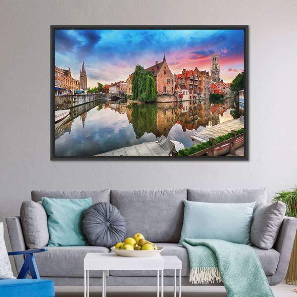 Bruges At Dramatic Canvas Wall Art-1 Piece-Floating Frame-24" x 16"-Tiaracle