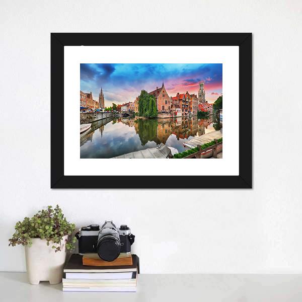 Bruges At Dramatic Canvas Wall Art-1 Piece-Framed Print-20" x 16"-Tiaracle
