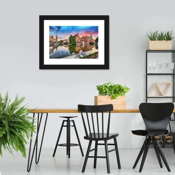 Bruges At Dramatic Canvas Wall Art-3 Horizontal-Gallery Wrap-25" x 16"-Tiaracle