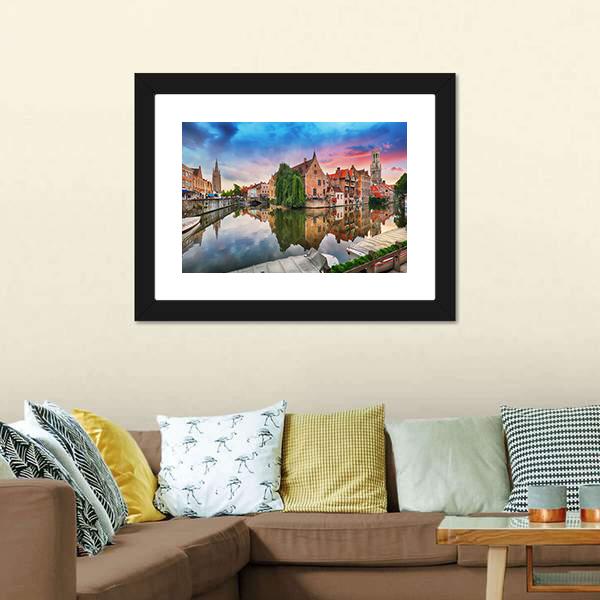 Bruges At Dramatic Canvas Wall Art-3 Horizontal-Gallery Wrap-25" x 16"-Tiaracle