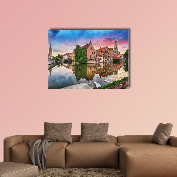 Bruges At Dramatic Canvas Wall Art-1 Piece-Gallery Wrap-48" x 32"-Tiaracle