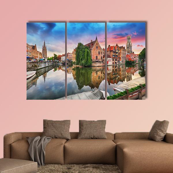 Bruges At Dramatic Canvas Wall Art-3 Horizontal-Gallery Wrap-25" x 16"-Tiaracle