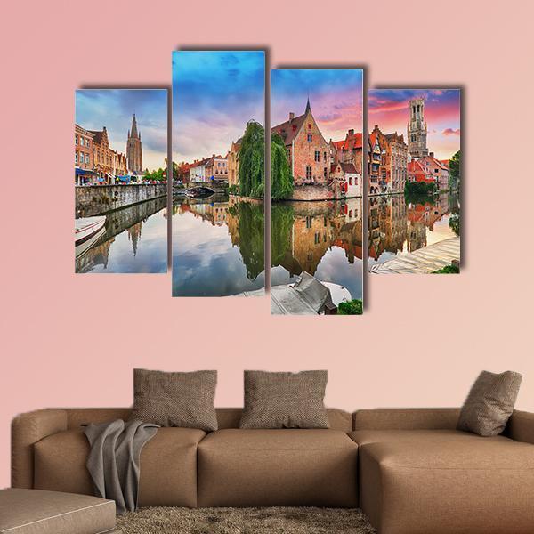 Bruges At Dramatic Canvas Wall Art-4 Pop-Gallery Wrap-50" x 32"-Tiaracle