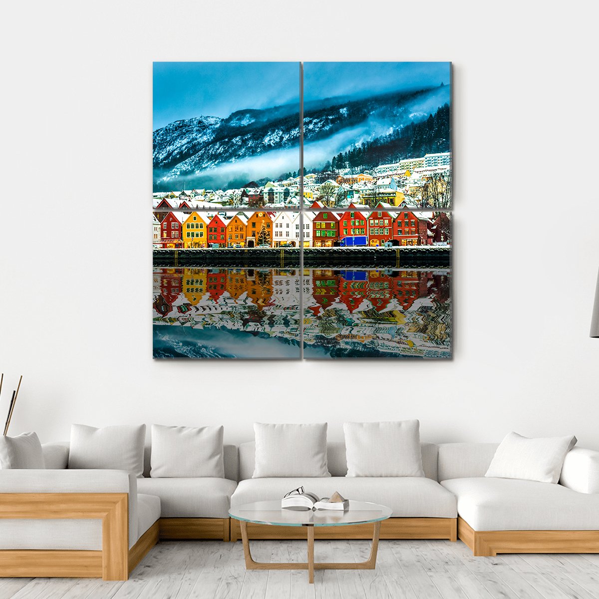 Bruges In Norway Canvas Wall Art-4 Square-Gallery Wrap-17" x 17"-Tiaracle
