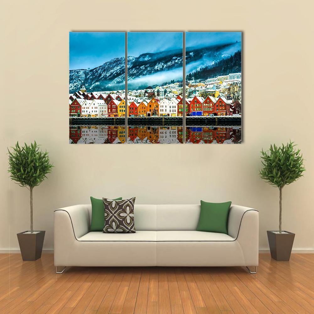 Bruges In Norway Canvas Wall Art-3 Horizontal-Gallery Wrap-37" x 24"-Tiaracle