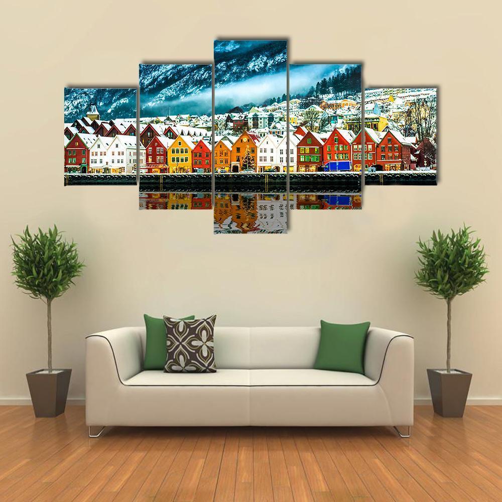 Bruges In Norway Canvas Wall Art-5 Star-Gallery Wrap-62" x 32"-Tiaracle