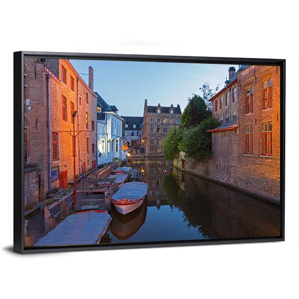 Bruges With Canal Canvas Wall Art-3 Horizontal-Gallery Wrap-25" x 16"-Tiaracle