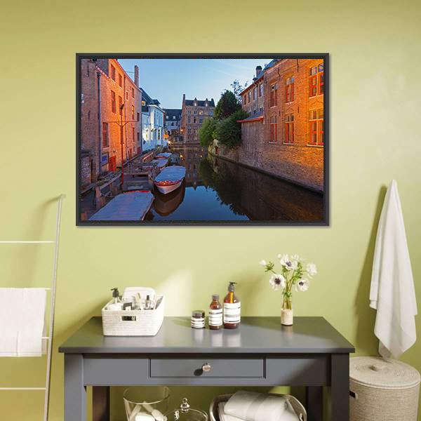 Bruges With Canal Canvas Wall Art-3 Horizontal-Gallery Wrap-25" x 16"-Tiaracle