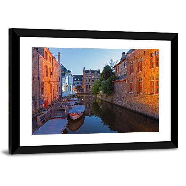 Bruges With Canal Canvas Wall Art-3 Horizontal-Gallery Wrap-25" x 16"-Tiaracle
