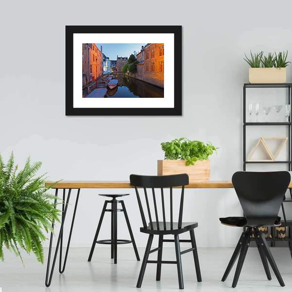 Bruges With Canal Canvas Wall Art-3 Horizontal-Gallery Wrap-25" x 16"-Tiaracle