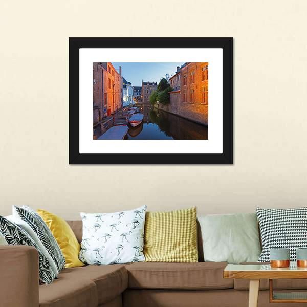 Bruges With Canal Canvas Wall Art-3 Horizontal-Gallery Wrap-25" x 16"-Tiaracle