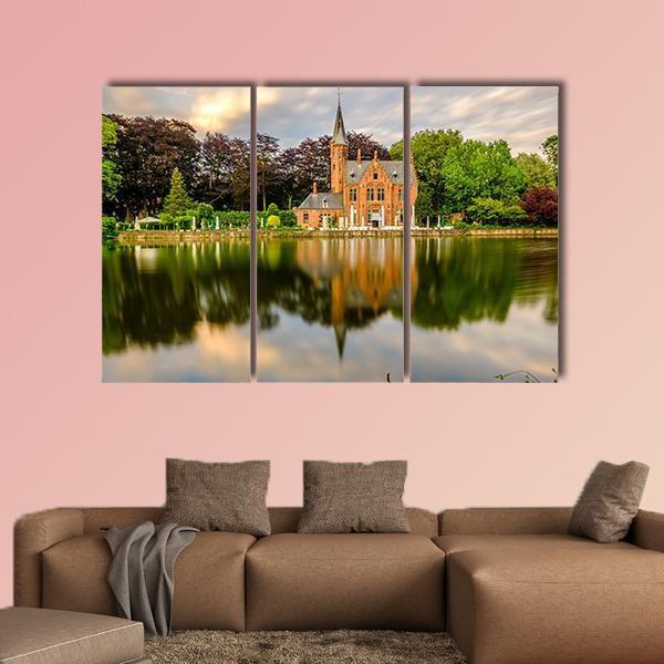 Minnewater Lake Bruges Canvas Wall Art-3 Horizontal-Gallery Wrap-25" x 16"-Tiaracle