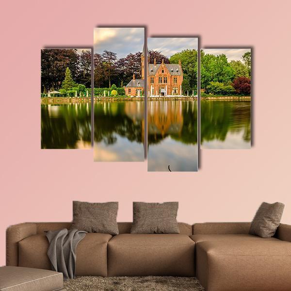 Minnewater Lake Bruges Canvas Wall Art-4 Pop-Gallery Wrap-50" x 32"-Tiaracle