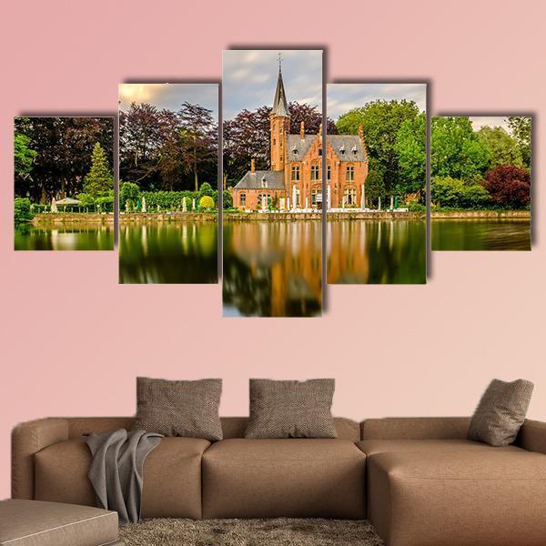 Minnewater Lake Bruges Canvas Wall Art-5 Star-Gallery Wrap-62" x 32"-Tiaracle