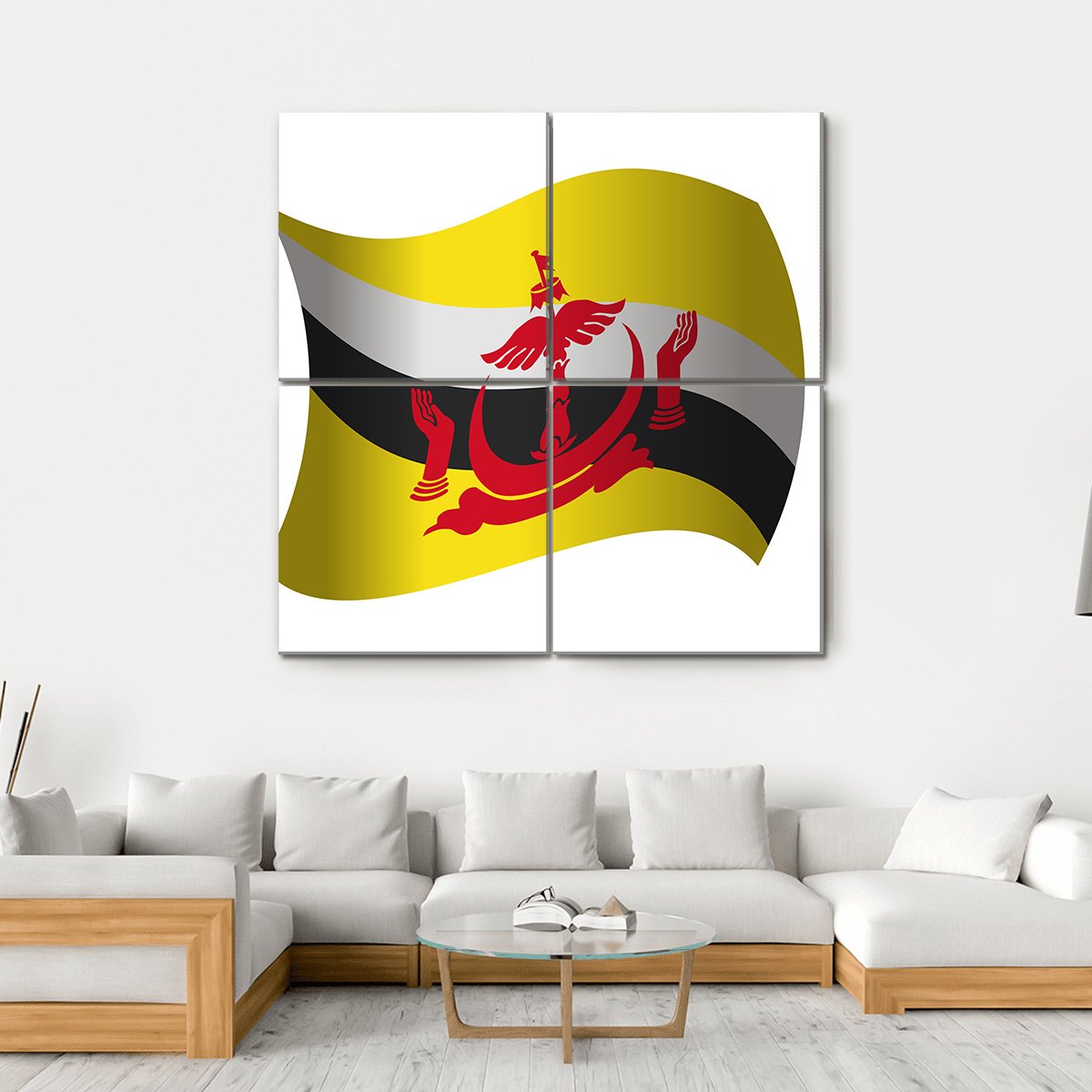 Brunei Flag Canvas Wall Art-4 Square-Gallery Wrap-17" x 17"-Tiaracle