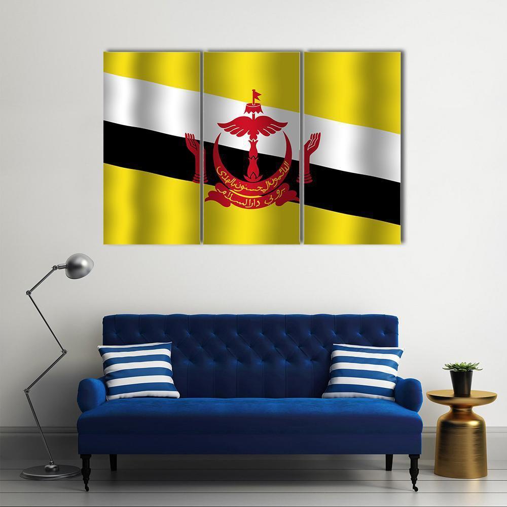 Brunei Flag Canvas Wall Art-3 Horizontal-Gallery Wrap-37" x 24"-Tiaracle