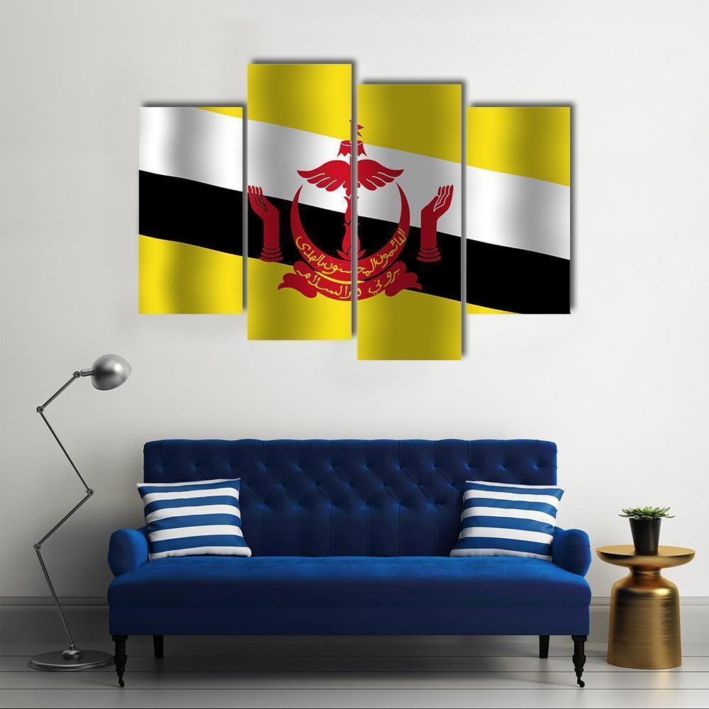 Brunei Flag Canvas Wall Art-4 Pop-Gallery Wrap-50" x 32"-Tiaracle