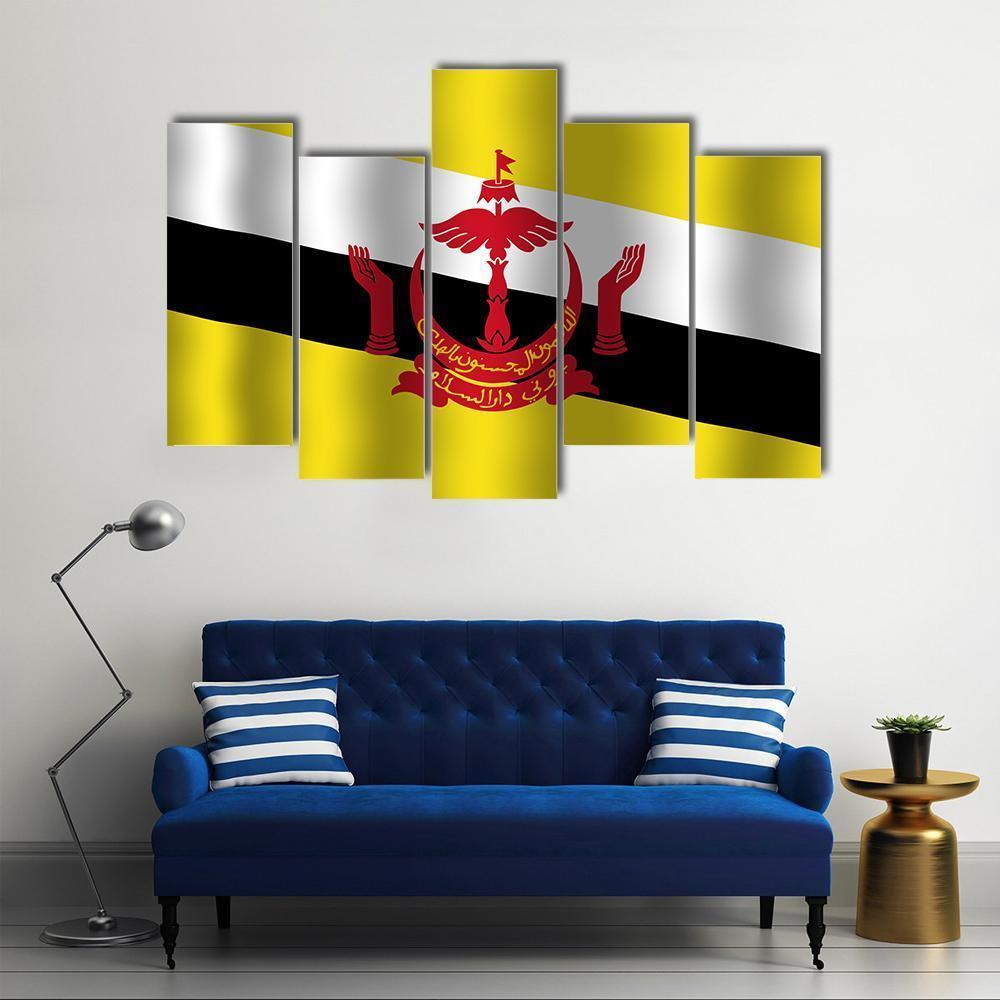 Brunei Flag Canvas Wall Art-5 Pop-Gallery Wrap-47" x 32"-Tiaracle