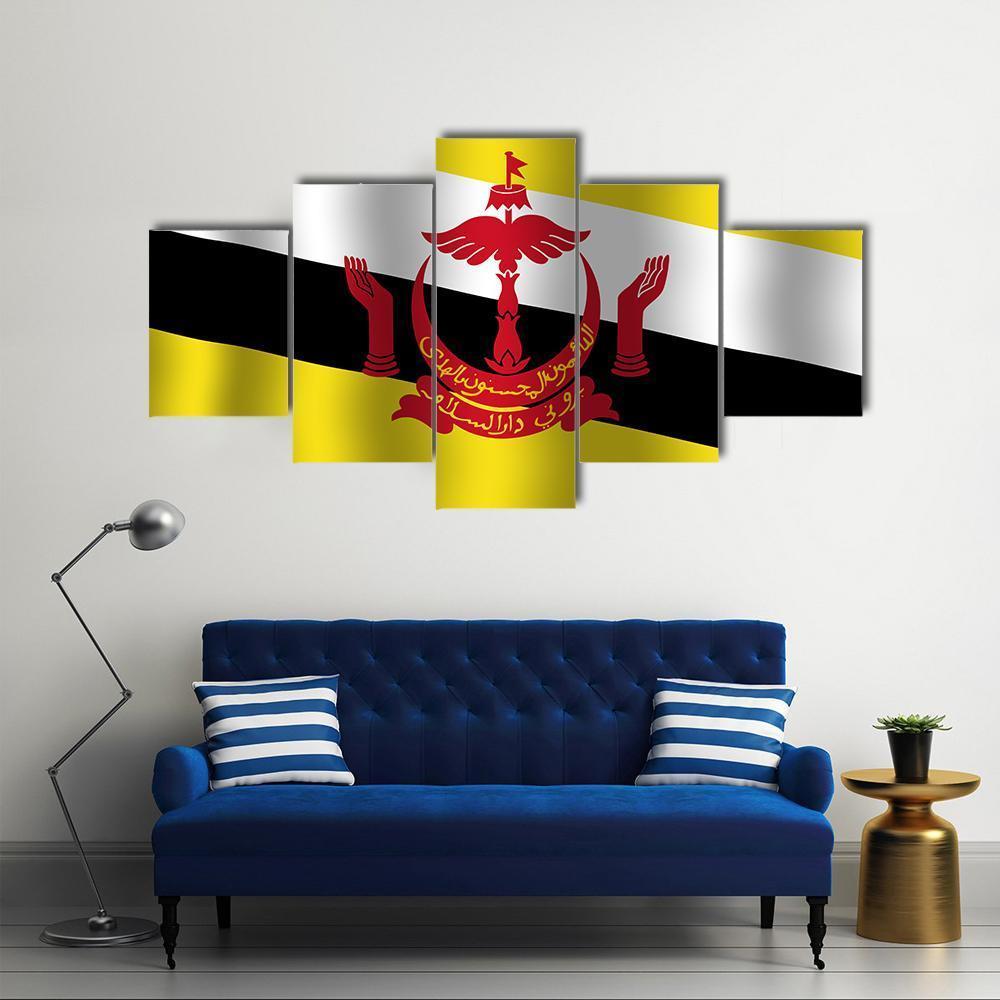 Brunei Flag Canvas Wall Art-4 Pop-Gallery Wrap-50" x 32"-Tiaracle