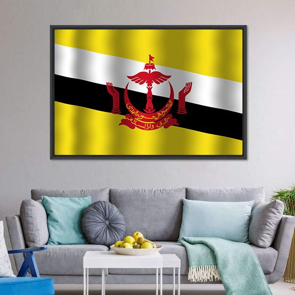 Brunei Flag Canvas Wall Art-1 Piece-Floating Frame-24" x 16"-Tiaracle