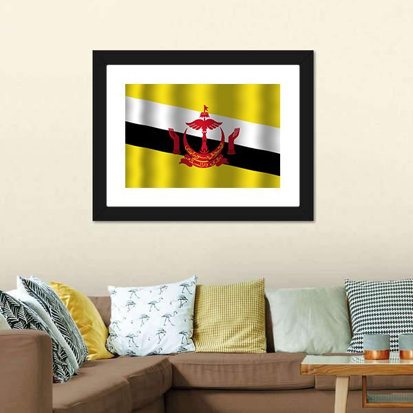 Brunei Flag Canvas Wall Art-3 Horizontal-Gallery Wrap-25" x 16"-Tiaracle