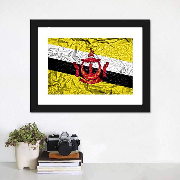 Brunei Vintage Flag Canvas Wall Art-1 Piece-Framed Print-20" x 16"-Tiaracle