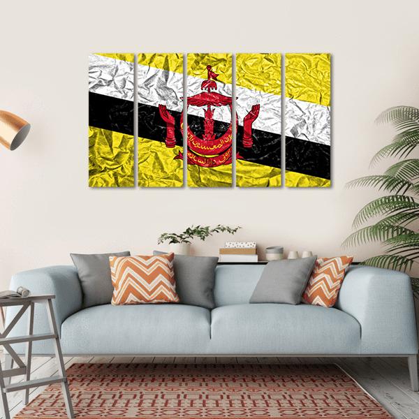 Brunei Vintage Flag Canvas Wall Art-5 Horizontal-Gallery Wrap-22" x 12"-Tiaracle