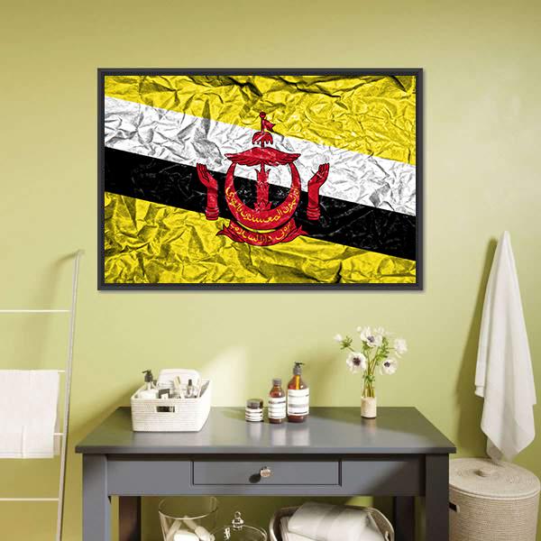 Brunei Vintage Flag Canvas Wall Art-5 Horizontal-Gallery Wrap-22" x 12"-Tiaracle