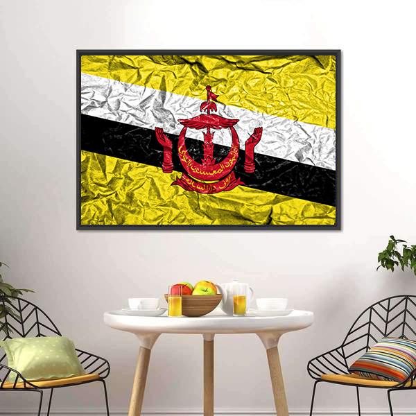 Brunei Vintage Flag Canvas Wall Art-5 Horizontal-Gallery Wrap-22" x 12"-Tiaracle