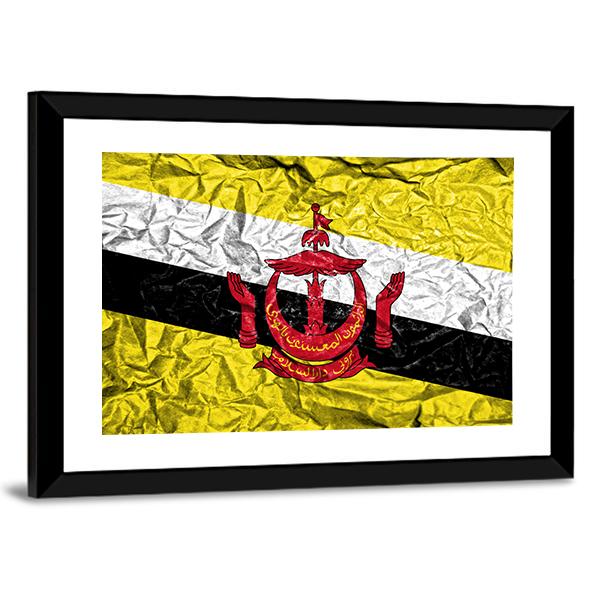 Brunei Vintage Flag Canvas Wall Art-5 Horizontal-Gallery Wrap-22" x 12"-Tiaracle