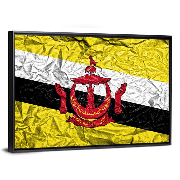 Brunei Vintage Flag Canvas Wall Art-5 Horizontal-Gallery Wrap-22" x 12"-Tiaracle