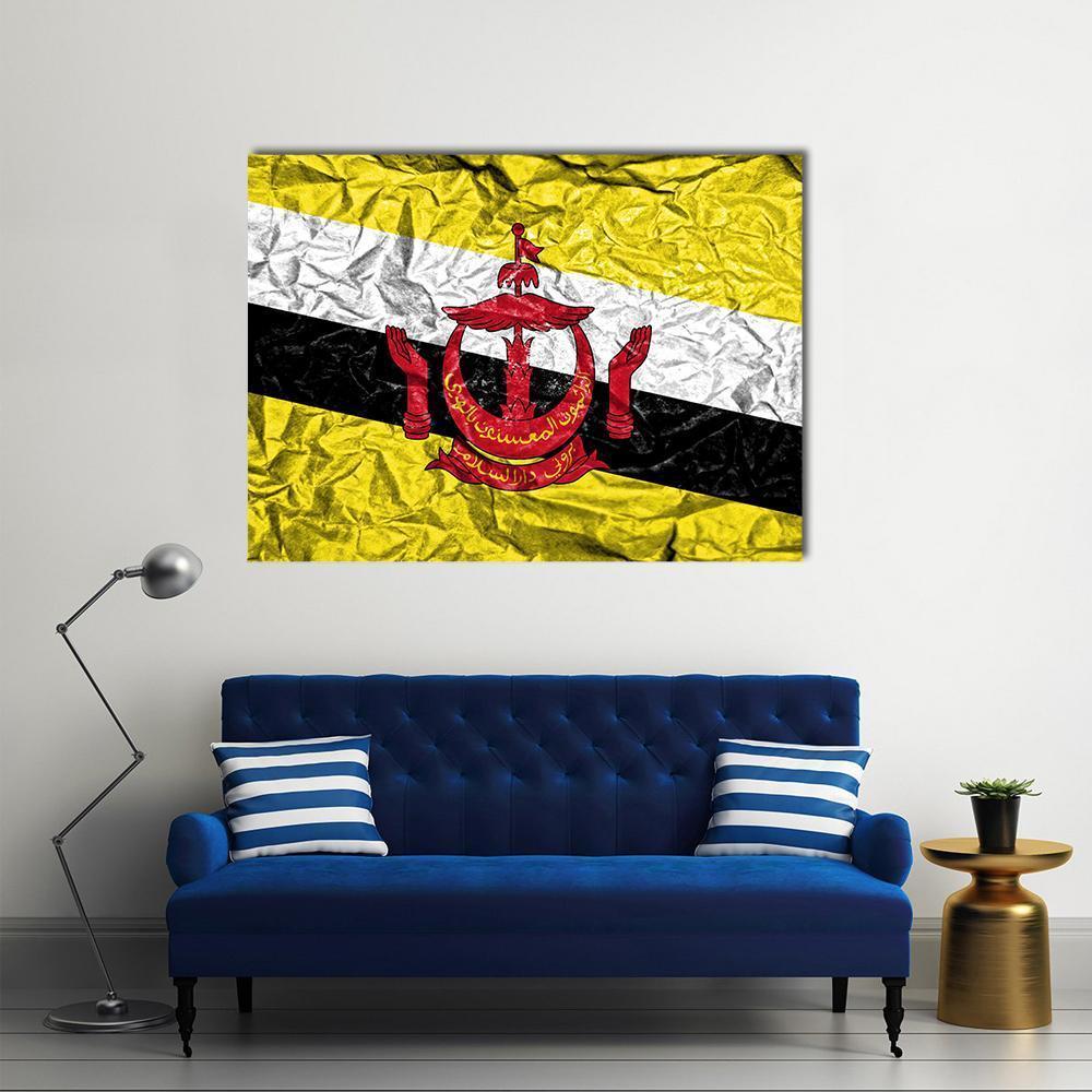 Brunei Vintage Flag Canvas Wall Art-1 Piece-Gallery Wrap-48" x 32"-Tiaracle