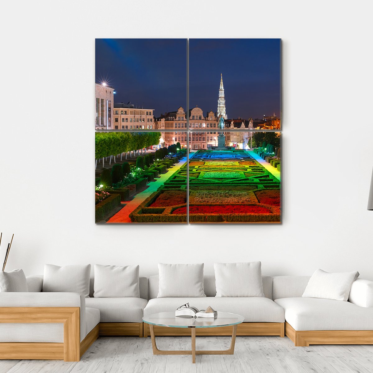 Brussels City Hall Canvas Wall Art-4 Square-Gallery Wrap-17" x 17"-Tiaracle