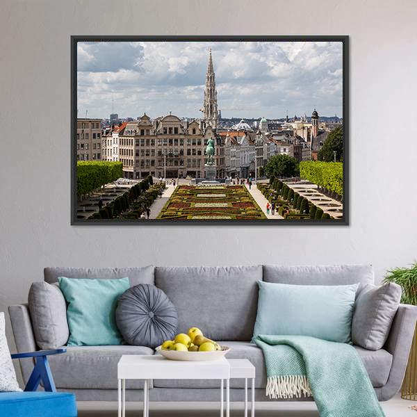 Brussels Cityscape Canvas Wall Art-5 Horizontal-Gallery Wrap-22" x 12"-Tiaracle