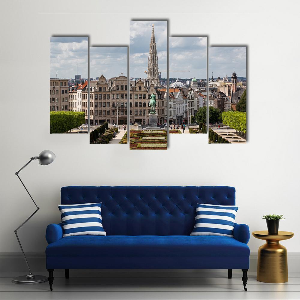 Brussels Cityscape Canvas Wall Art-5 Pop-Gallery Wrap-47" x 32"-Tiaracle