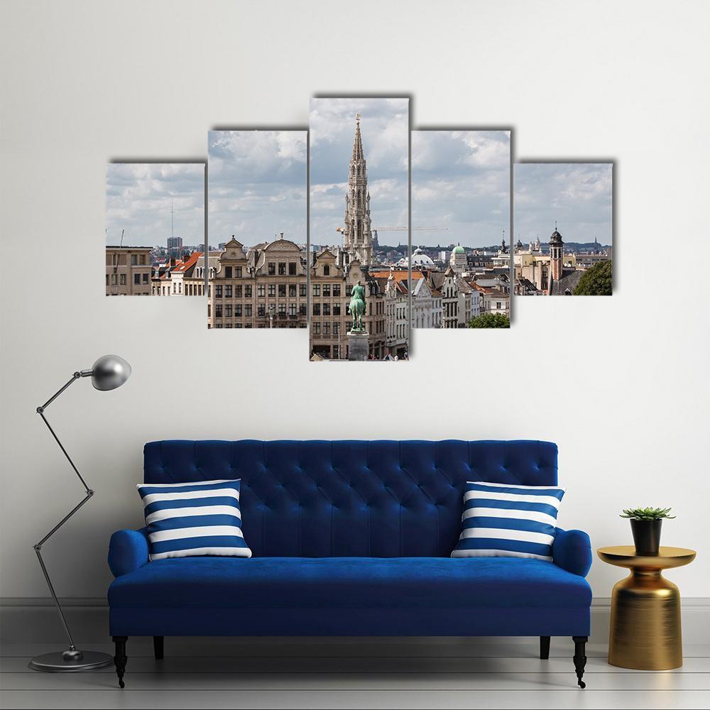 Brussels Cityscape Canvas Wall Art-5 Star-Gallery Wrap-62" x 32"-Tiaracle
